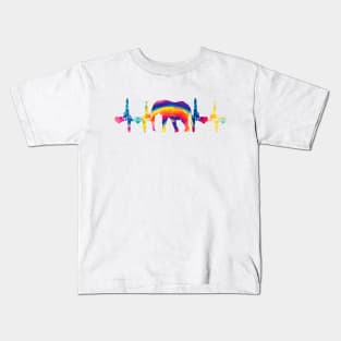 Colorful Elephant Safari Print Heartbeat Tie Dye Retro Lover Kids T-Shirt